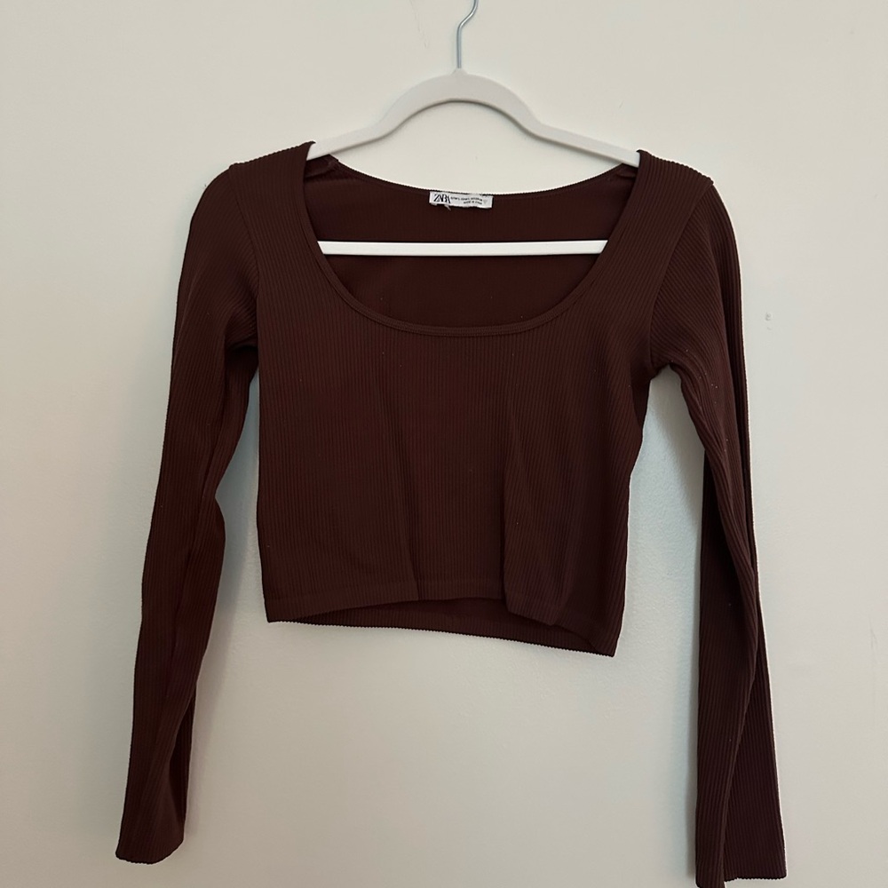 Zara Brown Long Sleeve Top